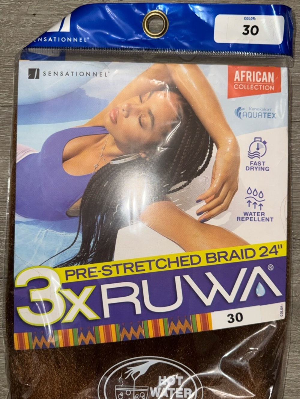 3X Ruwa Pre-Stretched Hair Braid 24" - Color 30 (Brown) - Picture 2 of 4